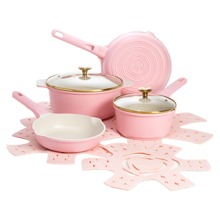 Pink and Gold Nonstick Pots and Pans Set