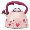 thumbnail image 1 of Paris Hilton Dazzling Stovetop Kettle with Heart Decal, Stainless Steel Pink, 9.46x8.2x8.66 inches, 1 of 9
