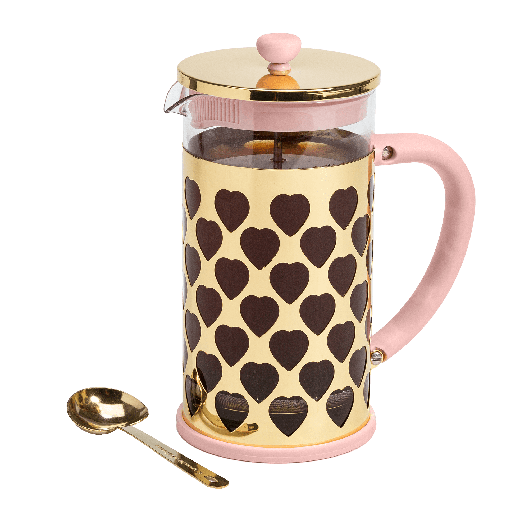 Paris Hilton French Press Coffee Maker with Heart Shaped Measuring Scoop, 34 Ounce, Pink, Size: 8-Cup
