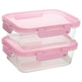 thumbnail image 1 of Paris Hilton 2-Piece Glass Leak-Proof Food Storage Containers, 4.3 Cup Capacity, Pink, 1 of 7