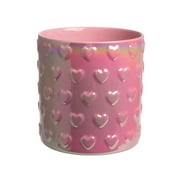 Paris Hilton Embossed Hearts Ceramic Utensil Crock, Fits Up To 18 Kitchen Gadgets, Pink Iridescent