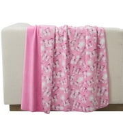 Paris Hilton Luxe Plush Oversized Reversible Butterflies Pink Throw, for Adults and Teens