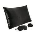 thumbnail image 1 of Paris Hilton Luxury Satin Sleep Set, Black, 3-Piece, Standard Satin Pillow Case, Eyemask & Hair Scrunchie, 1 of 8