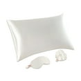 thumbnail image 1 of Paris Hilton Luxury Satin Sleep Set, Off-White, 3-Piece, Standard Satin Pillow Case, Eyemask & Hair Scrunchie, 1 of 10