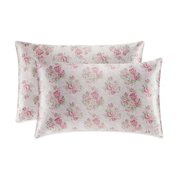 Paris Hilton Satin Pillowcase 2-Pack, Floral Roses, Standard
