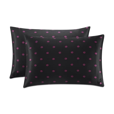 Paris Hilton Satin Pillowcase 2-Pack, Pink Kiss Print, Standard