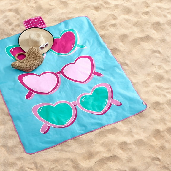 Paris Hilton Sunnies 60" x 70" Foldable Beach Picnic Blanket with Carrying Handle