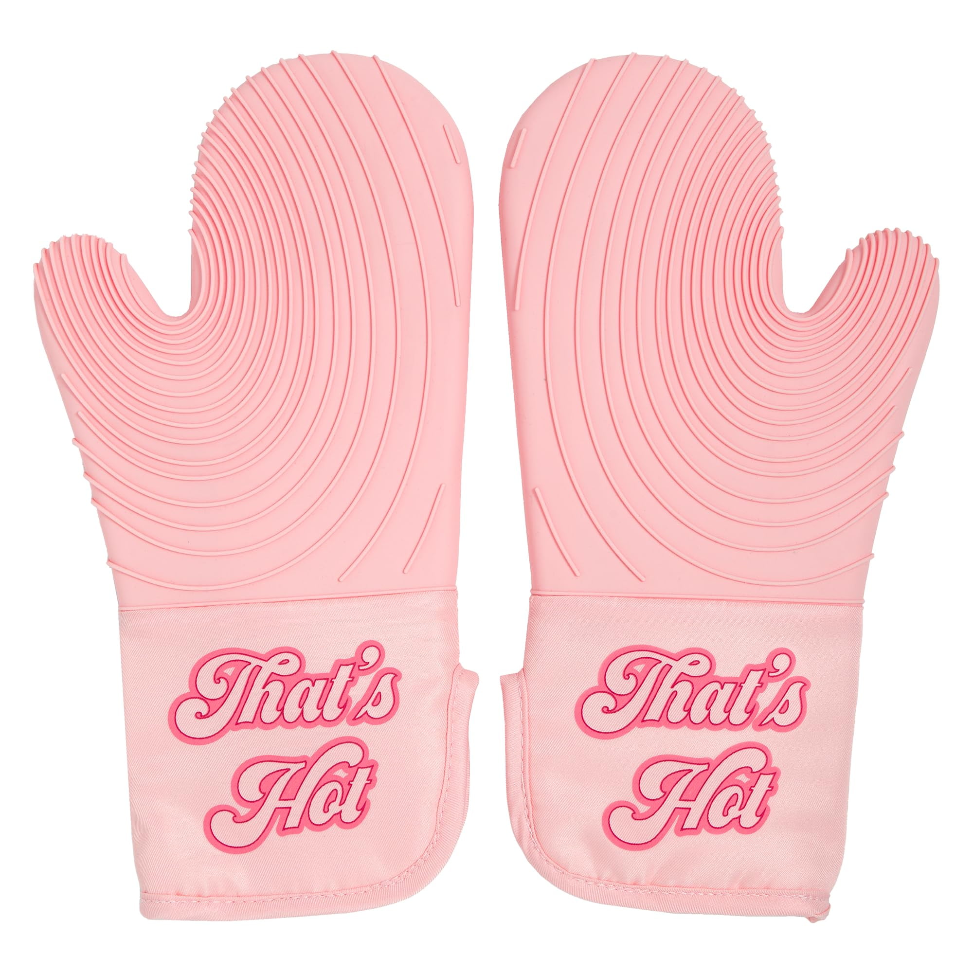 Pink Silicone Heat Resistant Oven Mitt with Non-Slip Grip
