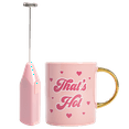 thumbnail image 1 of Paris Hilton "That's Hot" 16oz Ceramic Coffee Mug and Electric Milk Frother Set - Battery Powered, 2-Pieces, Pink, 1 of 7