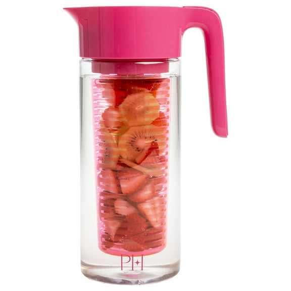 Paris Hilton Water Infusion Pitcher, Fruit Infuser with Removable Lid, 2.25 Qt., Pink