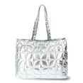 thumbnail image 1 of Paris Hilton Women's Carson Quilted Nylon Triple Compartment Tote, Silver Metallic, 1 of 5