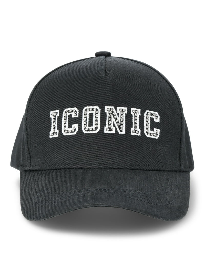 Paris Hilton Women's Iconic Varsity Baseball Cap, Black