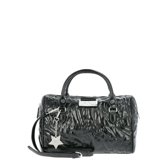 Paris Hilton Women’s Onyx Large Satchel with Crossbody Strap, Black