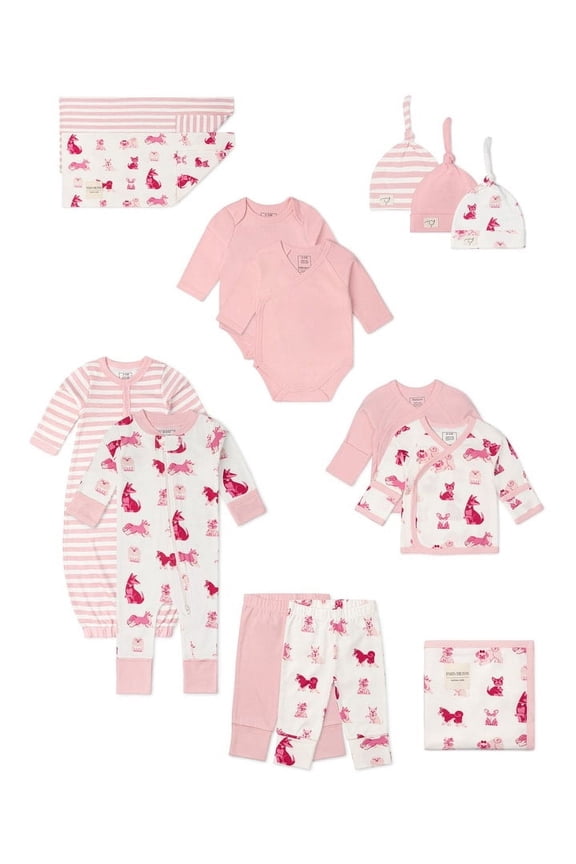 Paris Hilton x Monica + Andy Organic Cotton Baby 14 Piece Gift Box Set, Sizes Preemie- 0/3 Months