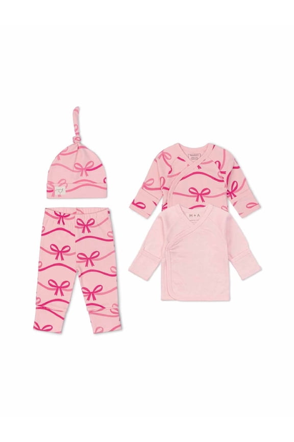 Paris Hilton x Monica + Andy Organic Cotton Baby 4 Piece Cuddle Box Gift Set, Sizes Preemie-0/3 Months