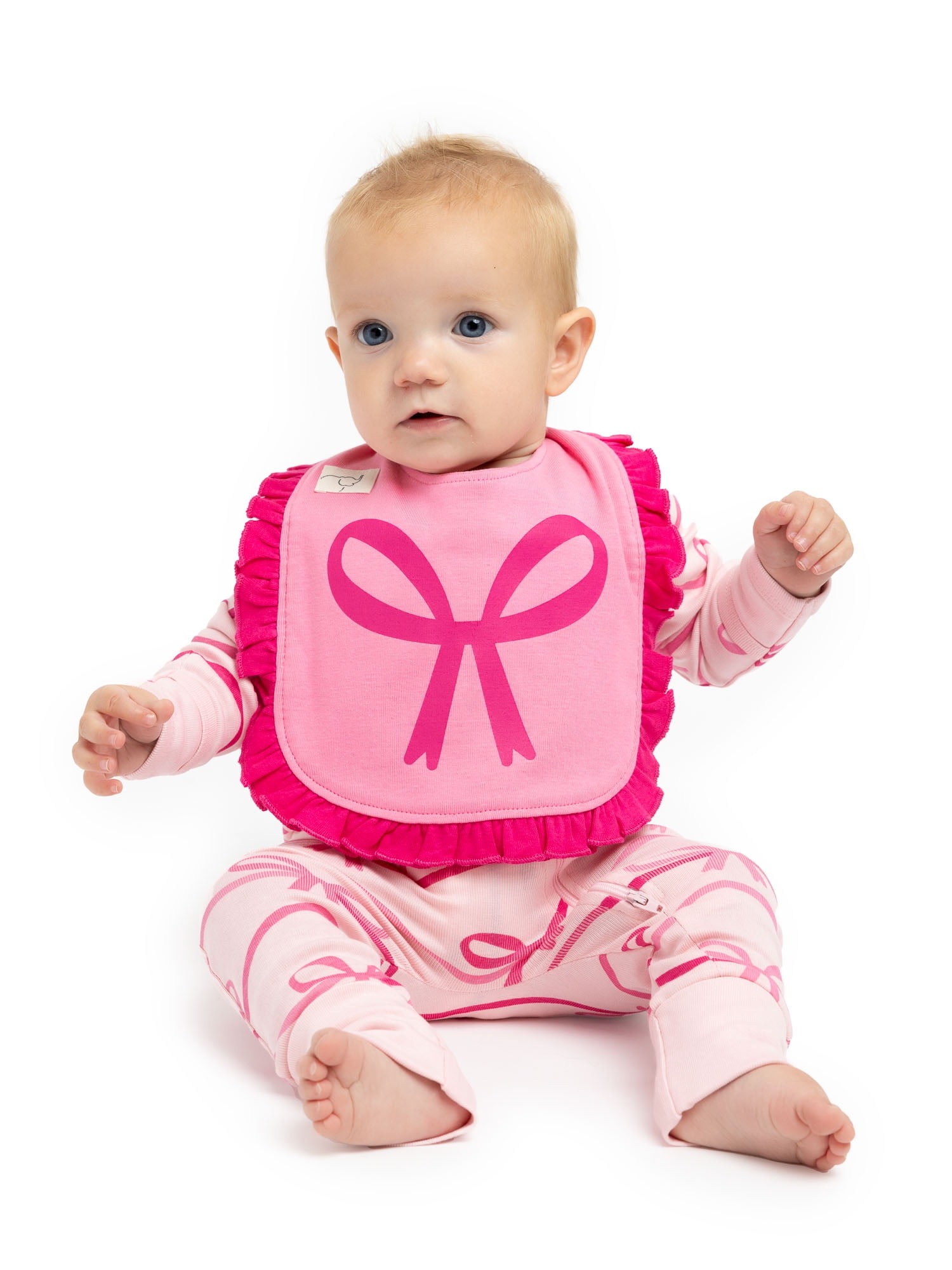 Paris Hilton x Monica + Andy Organic Cotton Baby Ruffle One-Piece and Bib Set, Sizes 0/3 Months-18 Months