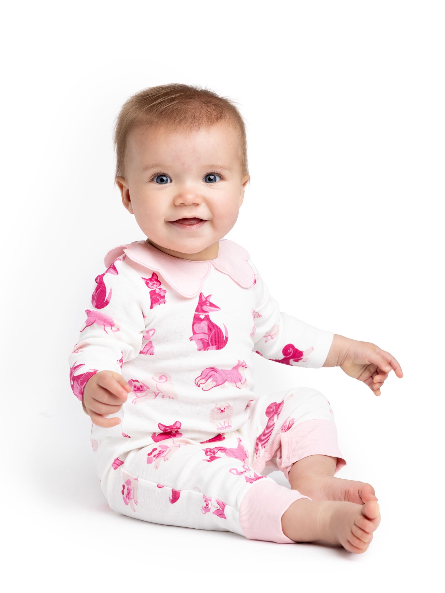 Paris Hilton x Monica + Andy Organic Cotton Baby Scallop Collar Romper, Sizes 0/3 Months-24 Months