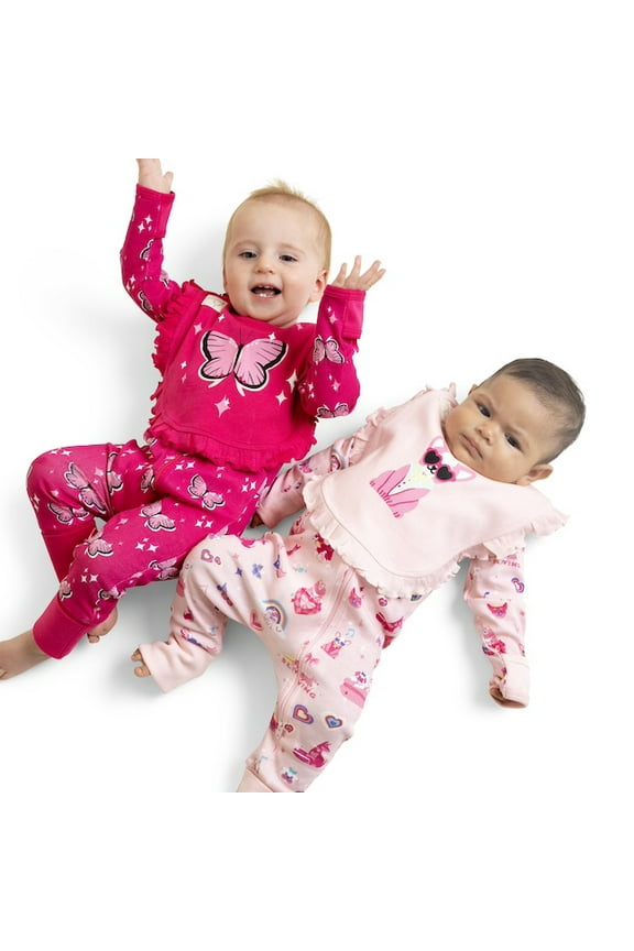 Paris Hilton x Monica + Andy Organic Cotton Ruffle One-Piece and Bib Set, Sizes Newborn-24 Months