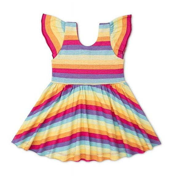 Paris Hilton x Monica + Andy Organic Cotton Short Sleeve Let's Dance Dress, Sizes 12-18M-5T