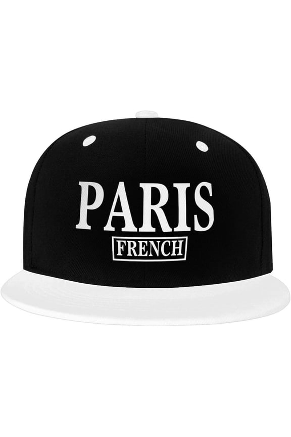 Paris Hip Hop Hat Two Tone Flat Bill 6 Panel Cap Unisex