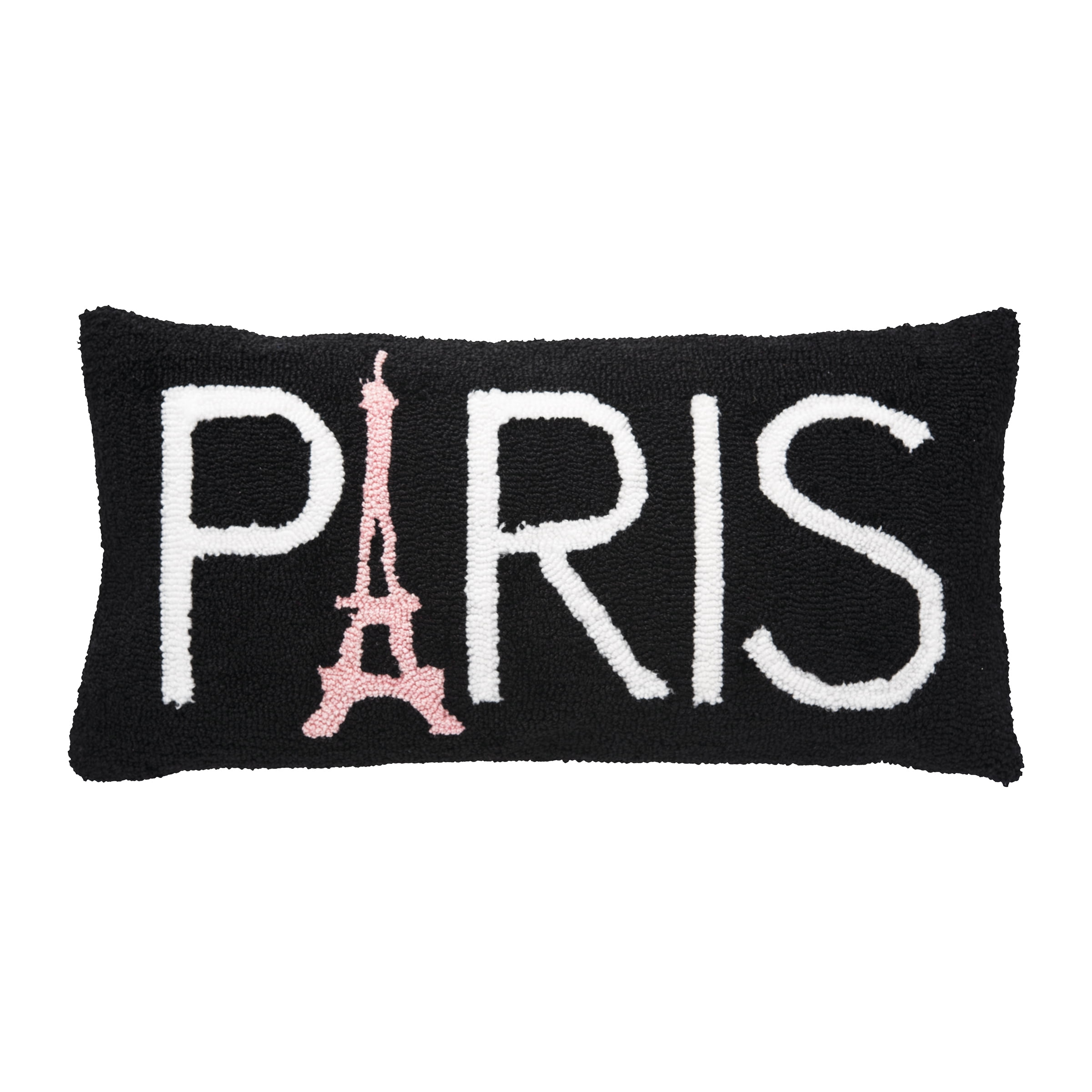 Paris Black and White Hooked Throw Pillow