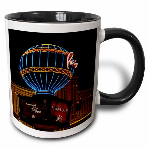 3drose, Paris Hot Air Balloon, 11oz Two-tone Black Mug
