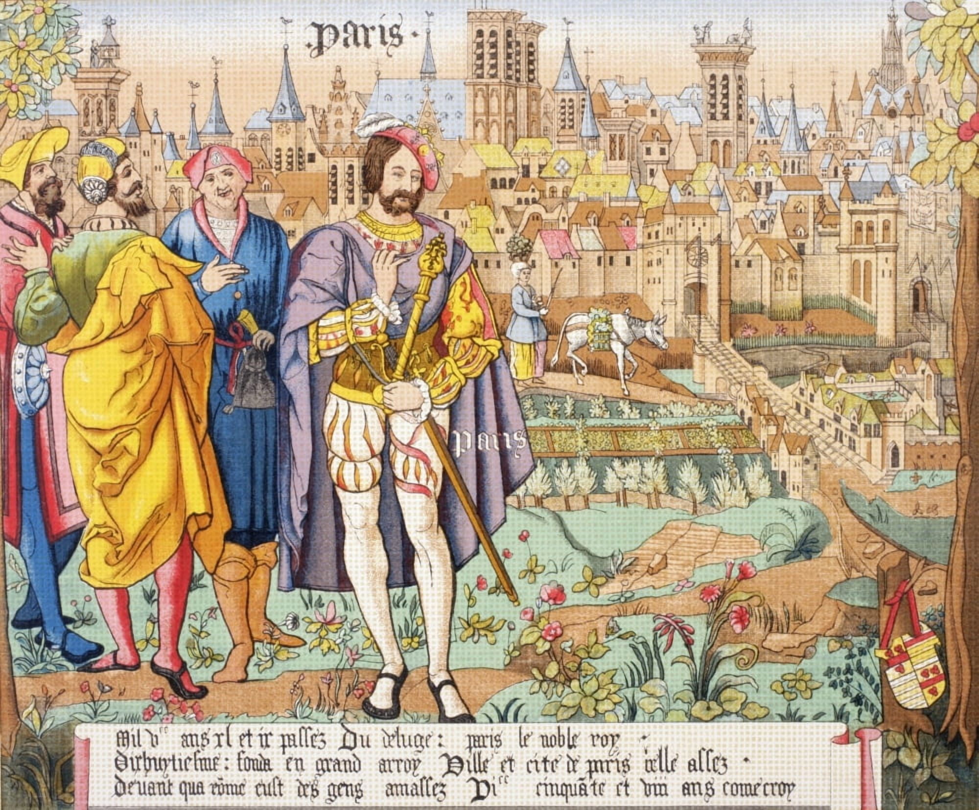 Paris In The 15Th Century After A Beauvais Tapestry From Les Artes Au Moyen Age Published Paris 1873 Canvas Art - Ken Welsh Design Pics (16 x 13)