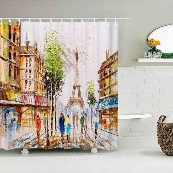 Paris Iron Tower Scenery Shower Curtain 3d Bath Curtains Waterproof With Hooks Bathroom Shower Curtain Polyester Washable Cloth