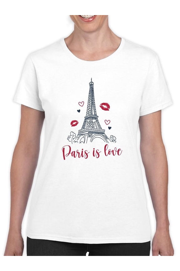 Paris Is Love T-Shirt Women -Smartprints Designs, Female Medium