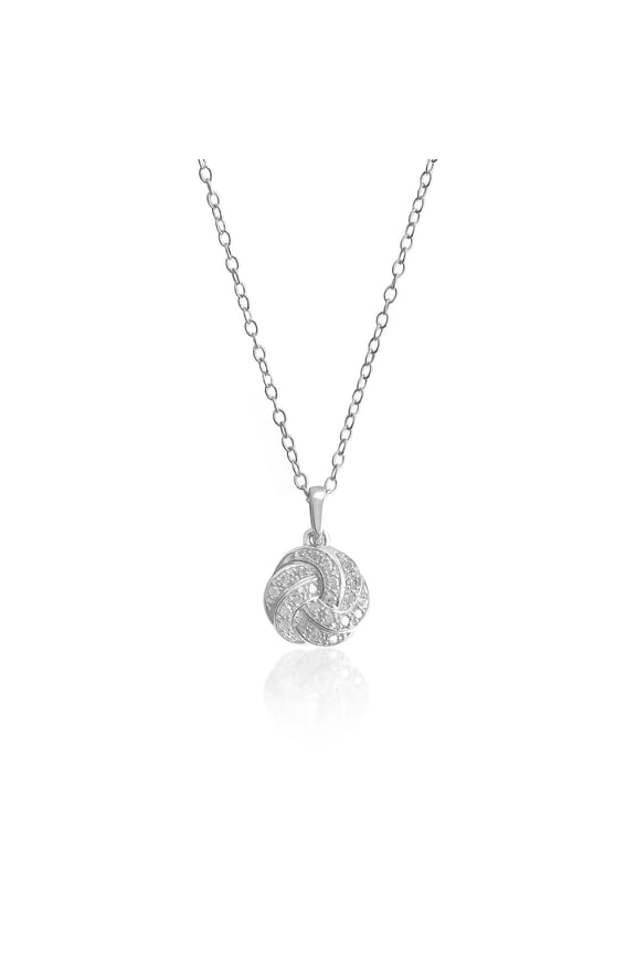 1/8 Carat Diamond Knot Necklace in Sterling Silver - 18"