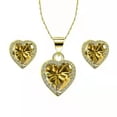 thumbnail image 1 of 18K Yellow Gold Heart Citrine Necklace Set – Valentine’s Day Gift for Women's Plated by Paris Jewelry, 1 of 4