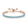 thumbnail image 1 of Paris Jewelry 10k Rose Gold 6 Ct Created Blue Topaz Round Adjustable Tennis Bracelet Plated Women, 1 of 4