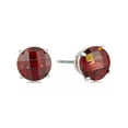 thumbnail image 1 of Paris Jewelry 10k White Gold 1/2 Ct Round Created Garnet Stud Earrings Plated, 1 of 1