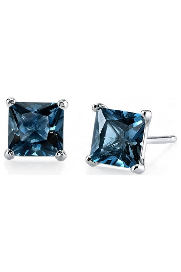 10k White Gold 3 Ct Princess Cut Created Mystic Topaz Stud Earrings Plated