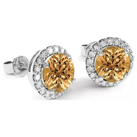 Paris Jewelry 10k White Gold 3 Ct Round Created Morganite Halo Stud Earrings Plated