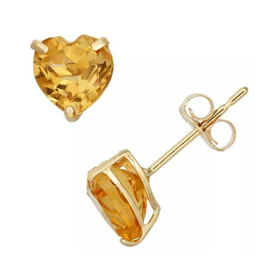 Paris Jewelry 10k Yellow Gold Plated 1/2 Carat Heart Created Citrine Stud Earrings Gift for Women