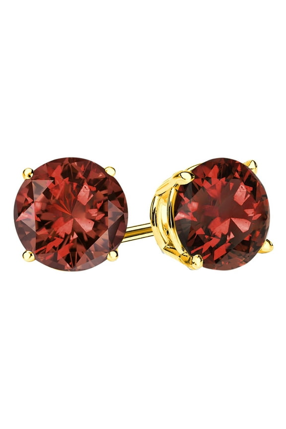 Paris Jewelry 10k Yellow Gold Plated 1 Carat Round Created Garnet Sapphire Stud Earrings