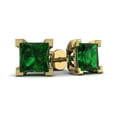thumbnail image 1 of Paris Jewelry 10k Yellow Gold Plated 3 Ct Princess Cut Created Emerald Stud Earrings, 1 of 2