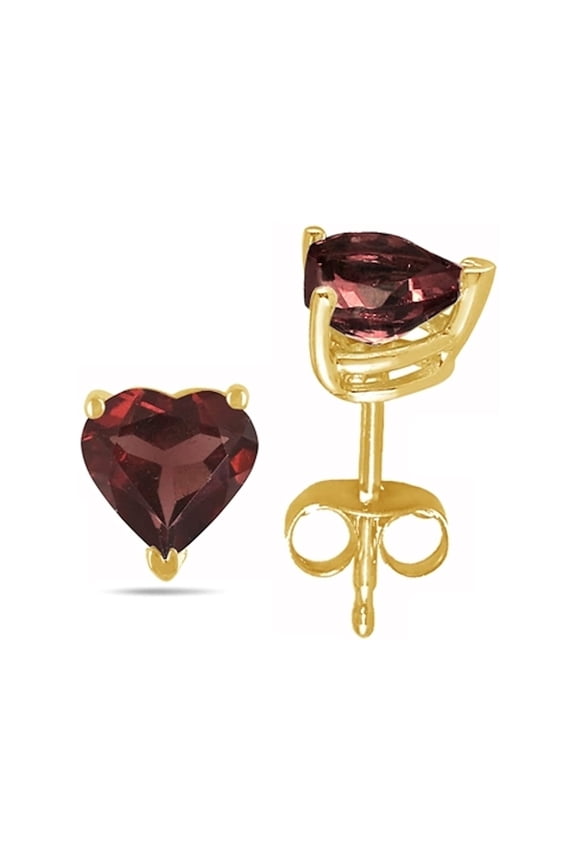 18k Yellow Gold 4 Carat Heart Created Garnet Stud Earrings for Women Plated by Paris Jewelry