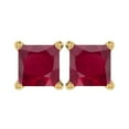 thumbnail image 1 of Paris Jewelry 10k Yellow Gold Plated 4 Ct Square Created Ruby Stud Earrings, 1 of 4