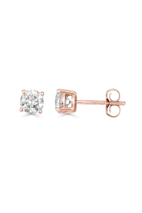 14K Rose Gold 2 Carat Round Created Diamond Solitaire Stud Earrings Jewelry Plated by Paris Jewelry
