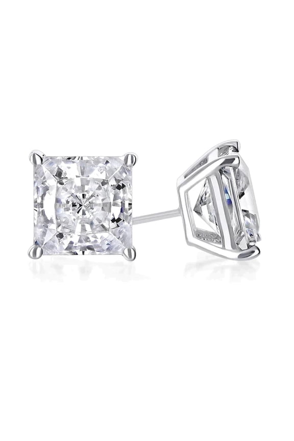 14K White Gold 1 Carat Princess Cut Created Diamond Stud Earrings Jewelry Plated