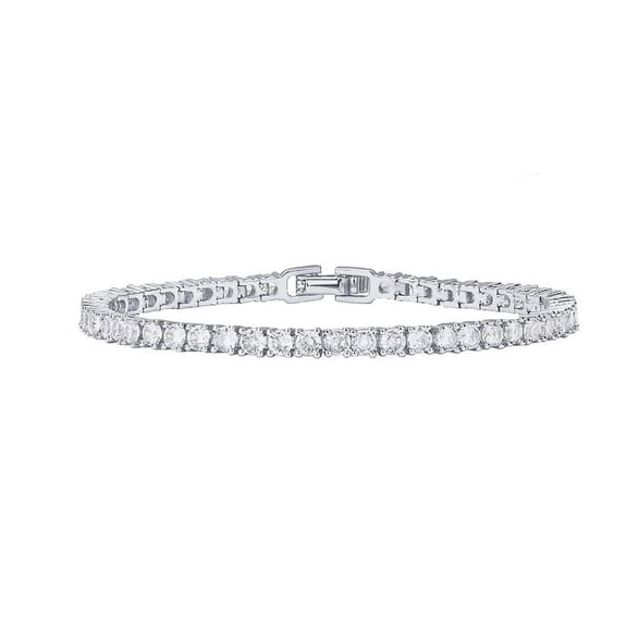 Paris Jewelry 14K White Gold 4 Carat Paris Crystals Round Tennis Bracelet 6.5 inch Plated