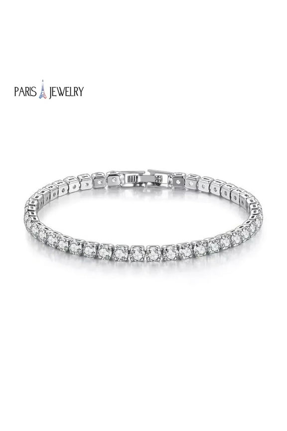 14K White Gold 4 Carat Created White Sapphire Tennis Bracelet Plated Women