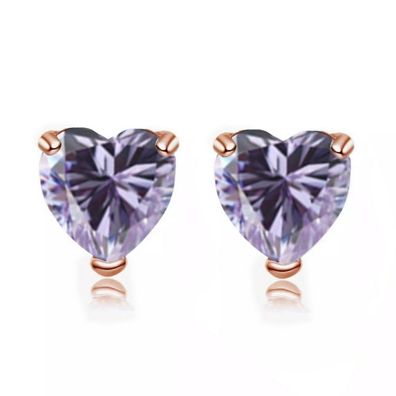 Paris Jewelry 14k Rose Gold 1 Ct Heart Created Tanzanite Stud Earrings Plated