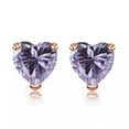 thumbnail image 1 of 14k Rose Gold 2 Ct Heart Created Tanzanite Earrings Plated by Paris Jewelry, 1 of 4
