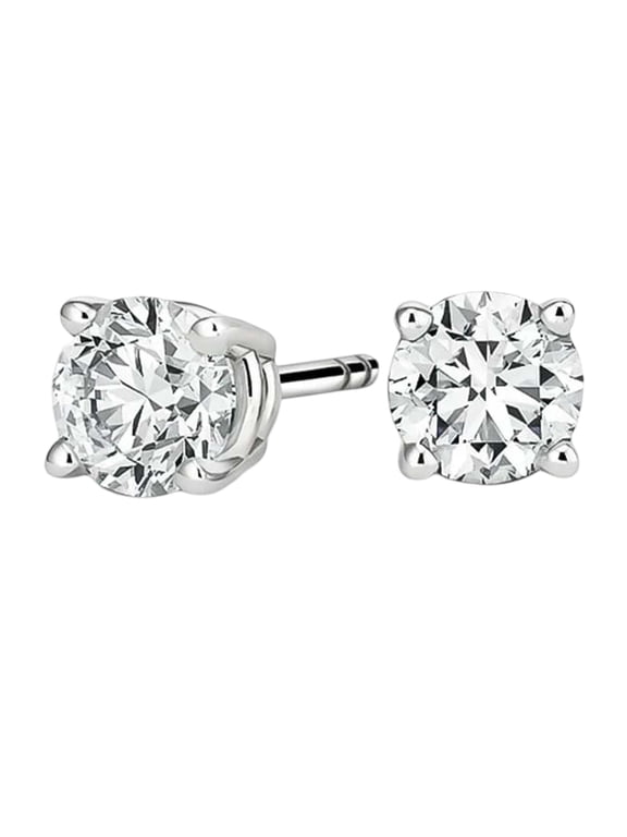 14k White Gold 1/4ct, 1/2ct, 3/4ct, 1ct Created White Diamond Round Stud Earrings Woman Fashion Plated by Paris Jewelry