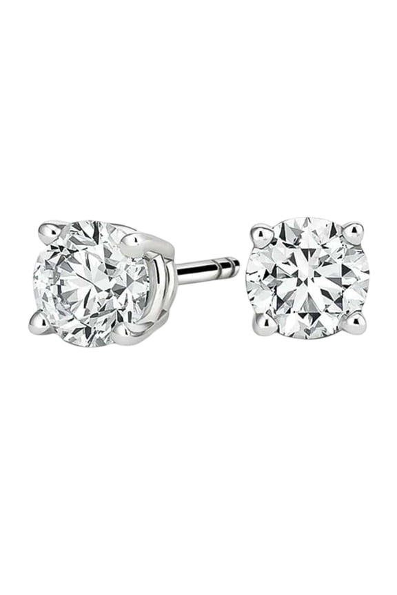 14k White Gold 1/4ct, 1/2ct, 3/4ct, 1ct Created White Diamond Round Stud Earrings Woman Fashion Plated by Paris Jewelry