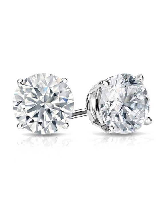 14k White Gold 1/4 Carat Created Diamond Round Stud Earrings (G/H,I2-I3) Plated by Paris Jewelry