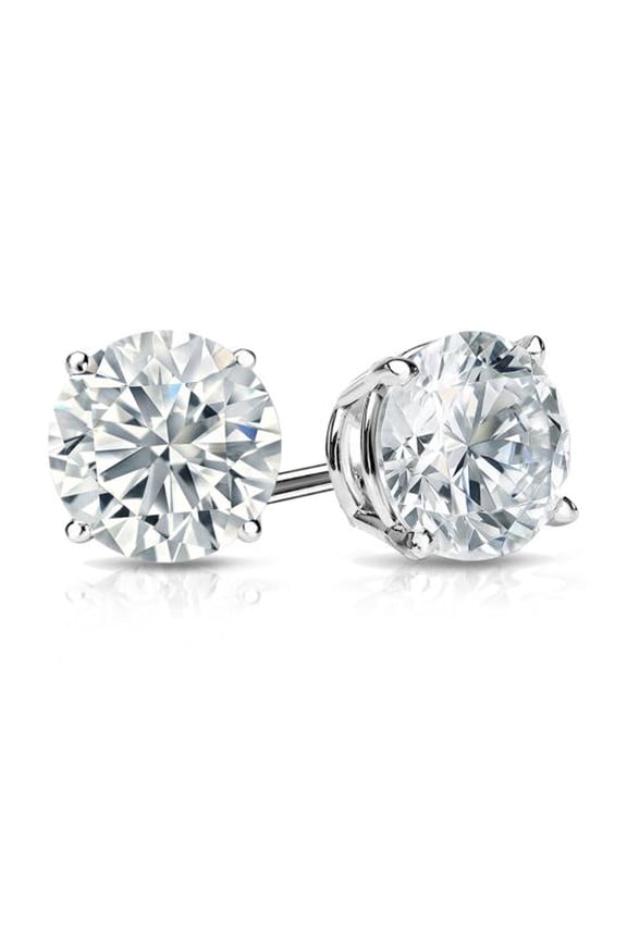 14k White Gold 1/4 Carat Diamond Round Stud Earrings (I3, G-H) Plated by Paris Jewelry